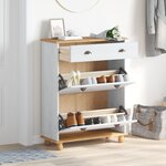 vidaXL Cabinet à chaussures ASKIM Blanc 85x35x108 cm Bois massif pin