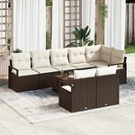 vidaXL Ensemble de canapé de jardin 9 Pièces Marron Poly rotin