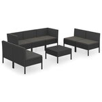vidaXL Salon de jardin 8 Pièces avec coussins résine tressée noir