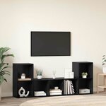 vidaXL Meuble TV 3 Pièces Noir 107 x 35 x 37 cm Bois d'ingénierie