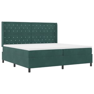 vidaXL Lit à ressorts avec tête de lit Vert foncé 200 x 200 cm Velours