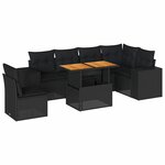 vidaXL Salon de jardin 7 Pièces avec coussins noir résine tressée