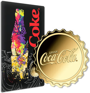 Monnaie COCA-COLA Pop-art Bottle Cap 1/1000 Oz Medaille Or (PRÉCOMMANDE)