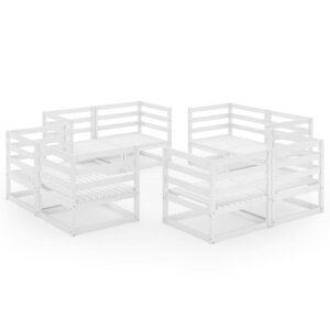vidaXL Salon de jardin 8 Pièces Blanc Bois de pin massif
