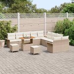 vidaXL Ensemble de canapé de jardin 13 Pièces Beige polyrotin