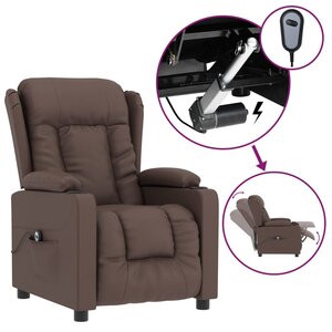 vidaXL Fauteuil inclinable électrique Marron Similicuir