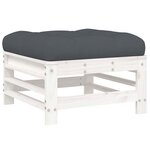 vidaXL Repose-pieds de jardin coussins lot de 2 blanc bois pin massif