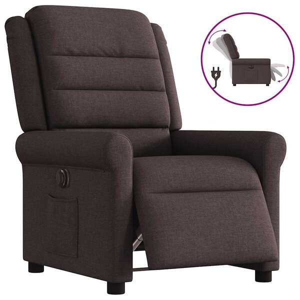 vidaXL Fauteuil inclinable électrique Marron foncé Tissu