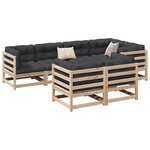 vidaXL Salon de jardin 7 Pièces avec coussins bois de pin massif