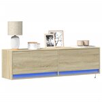 vidaXL Meuble TV mural avec lumières LED chêne sonoma 140x31x38 cm