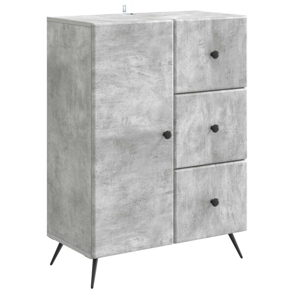 vidaXL Buffet Gris béton 66 x 34 5 x 90 cm Bois d'ingénierie