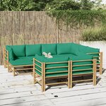 vidaXL Salon de jardin 10 Pièces avec coussins vert bambou