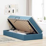 vidaXL Lit avec rangement et matelas Bleu foncé 100 x 200 cm Velours