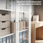 Armoire de bureau 80 x 40 x 110 cm étagères réglables rangement pratique style industriel contemporain en acier blanc 21_0006407