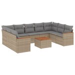 vidaXL Salon de jardin et coussins 10 Pièces mélange beige résine tressée