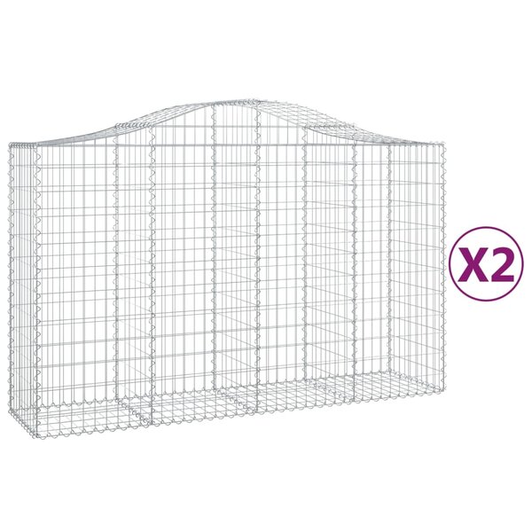 vidaXL Paniers à gabions arqués 2 Pièces 200x50x120/140 cm Fer galvanisé