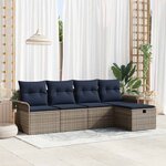 vidaXL Ensemble de canapé de jardin avec coussin 5 Pièces Gris Poly rotin