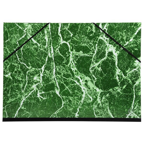 Carton À Dessin Papier Marbré Verni Avec Élastiques 37x52 Cm - Pour Format 1/2 Raisin - Vert - X 10 - Exacompta