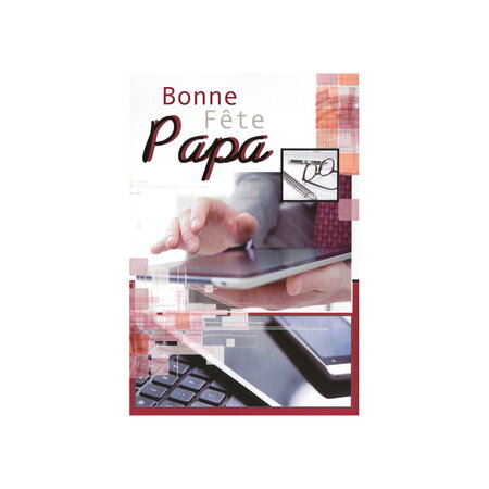 Carte de voeux - bonne fête papa - modèle : papa high tech - rouge