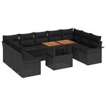 vidaXL Ensemble de canapé de jardin 10 Pièces Noir Poly rotin