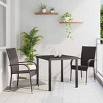 vidaXL Ensemble de salle à manger pour jardin 3 Pièces Marron Poly rotin