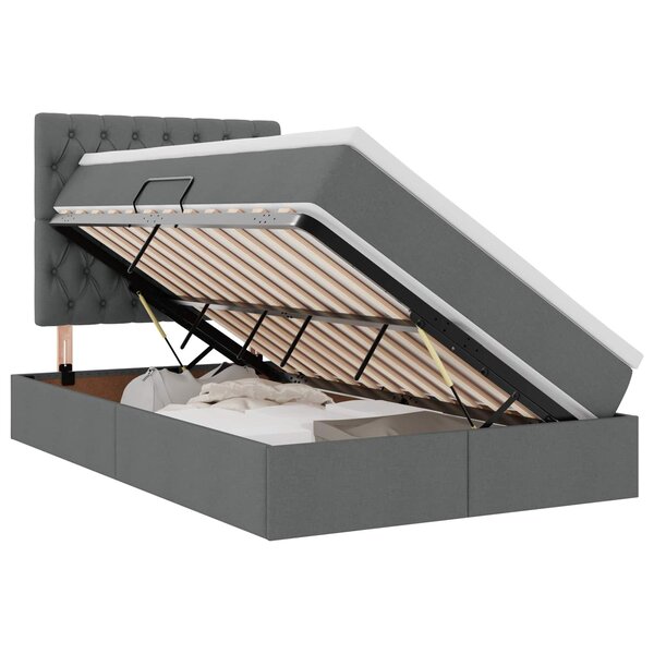 vidaXL Lit avec rangement et matelas Gris foncé 120 x 190 cm tissu