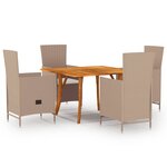 vidaXL Ensemble de salle à manger de jardin 5 Pièces Beige