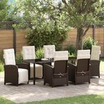 vidaXL Ensemble de salle à manger pour jardin 7 Pièces Marron polyrotin