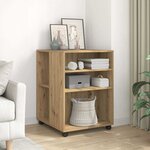 vidaXL Table d'appoint avec roues chêne artisanal bois d'ingénierie