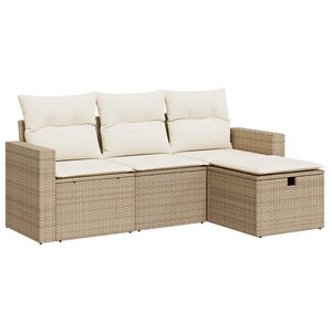 vidaXL Salon de jardin avec coussins 4 Pièces beige résine tressée