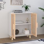 vidaXL Buffet Blanc 60x30x70 cm Bois de pin massif et rotin naturel