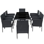 vidaXL Ensemble à manger d'extérieur 9Pièces coussins résine tressée noir