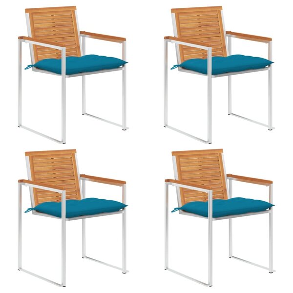 vidaXL Chaises de jardin 4 Pièces avec coussins Bois d'acacia massif