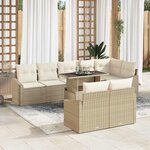 vidaXL Ensemble de canapé de jardin avec coussin 9 Pièces Beige  Crème