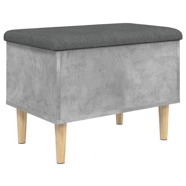vidaXL Banc de rangement gris béton 62x42x46 cm bois d'ingénierie