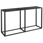 vidaXL Table console Marbre noir 140x35x75 5 cm Verre trempé