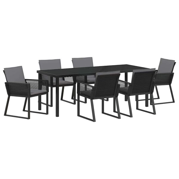 vidaXL Ensemble de salle à manger pour jardin 7 pc Noir