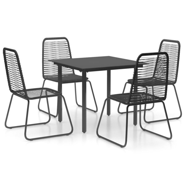 vidaXL Ensemble à manger de jardin 5 Pièces PVC résine tressée noir