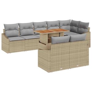 vidaXL Ensemble de canapé de jardin avec coussin 9 Pièces Beige et gris