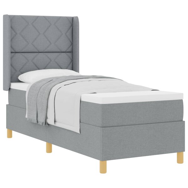 vidaXL Lit à ressorts avec matelas Gris clair 80 x 200 cm tissu