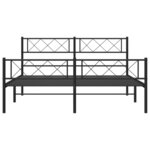 vidaXL Cadre de lit métal sans matelas avec pied de lit noir 120x190cm