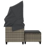 vidaXL Canapé de jardin 2 places et auvent tabourets gris clair rotin