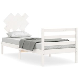 vidaXL Cadre de lit sans matelas blanc bois massif