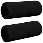 vidaXL Coussins d'accent 2 Pièces Noir Ø 15 x 40 cm Tissu en microfibre