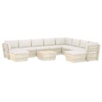 vidaXL Salon de jardin palette 11 Pièces avec coussins bois d'épicéa