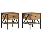 vidaXL Tables de chevet 2 Pièces Bois vieilli 40x42x45 cm Panneau de bois reconstitué