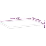vidaXL Dessus de table rectangulaire 120x70x4 cm bois massif d'acacia
