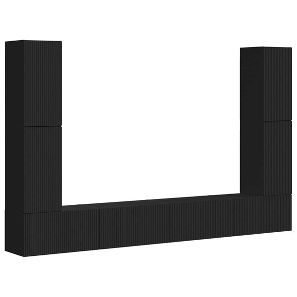 vidaXL Ensemble meuble TV 8 Pièces Noir Bois d'ingénierie