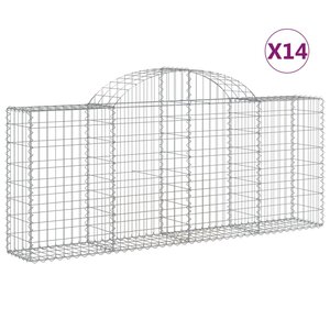 vidaXL Paniers à gabions arqués 14 Pièces 200x30x80/100 cm Fer galvanisé