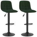 vidaXL Tabourets de bar lot de 2 vert foncé velours